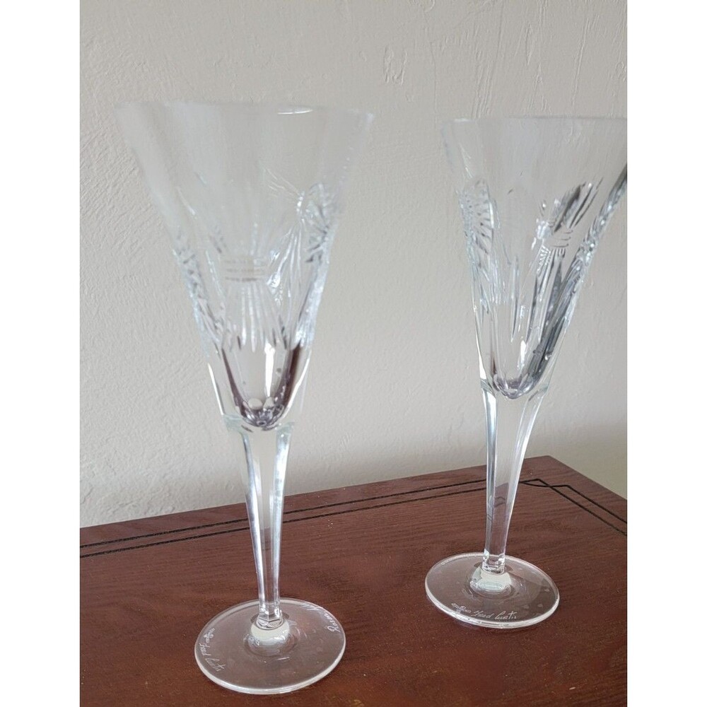 Waterford Crystal Millennium 5 Toasts Universal Champagne Flutes signed Set of 2